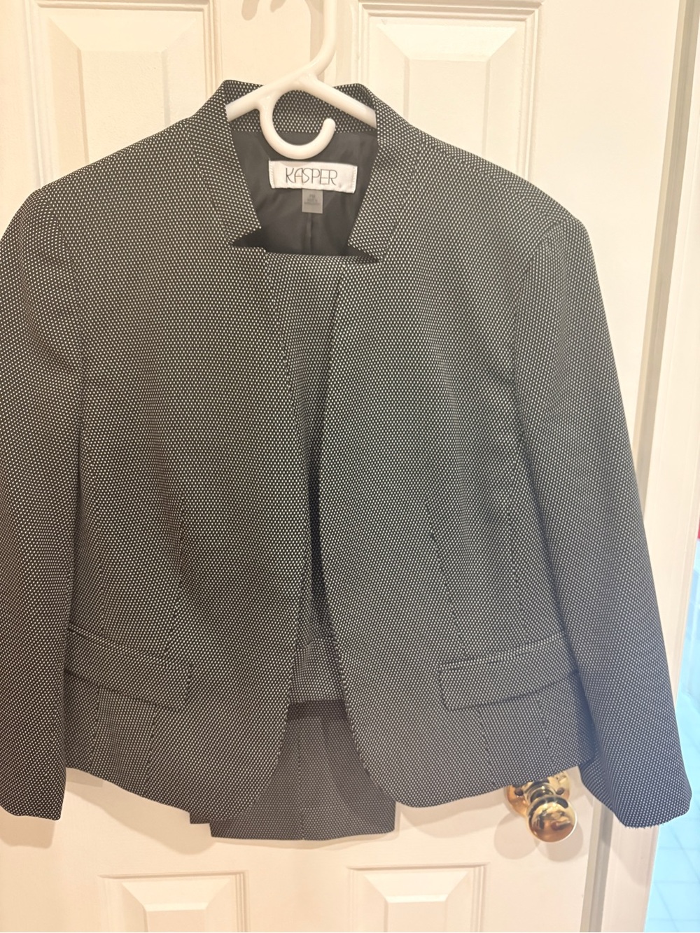 Kasper Women's Black & White Micro-Pattern Open-Front Blazer (blazer only)